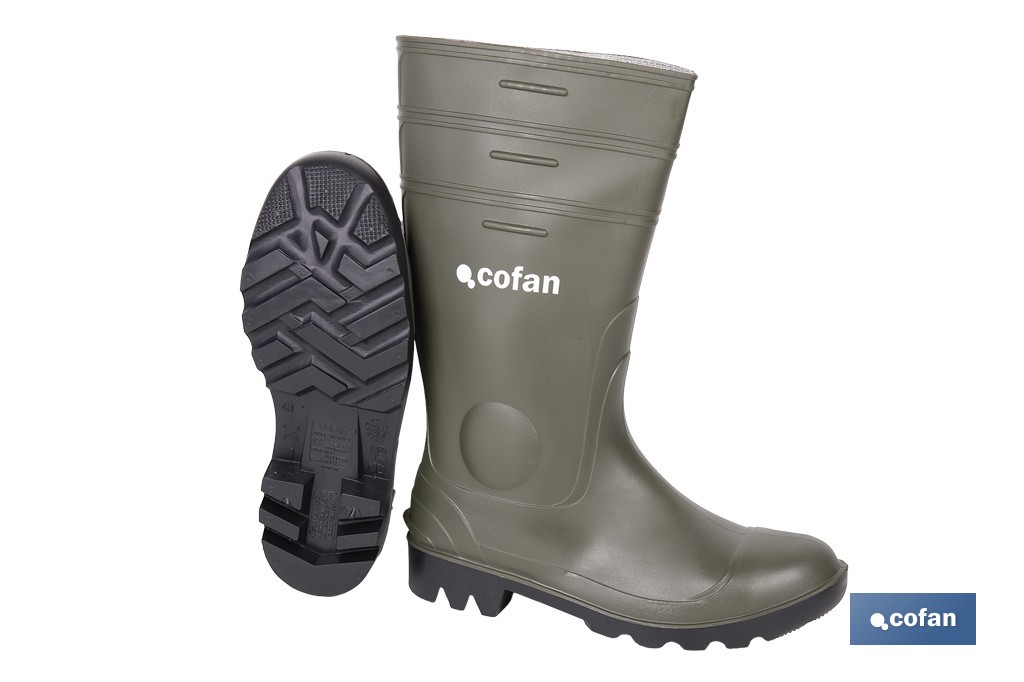 Bota de Agua | Color Verde | Seguridad S5 | Fabricada en PVC | Puntera y Plantilla de Acero - Cofan