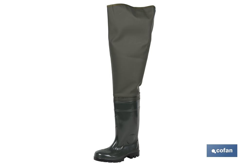 Bota de agua hasta el Muslo | Fabricada PVC | Color Verde | Ligera e Impermeable - Cofan