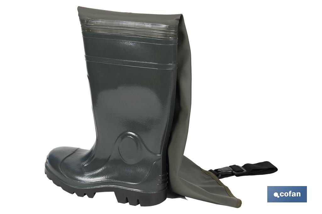 Bota de água até à coxa | Fabricada em PVC | Cor Verde | Leve e Impermeável - Cofan