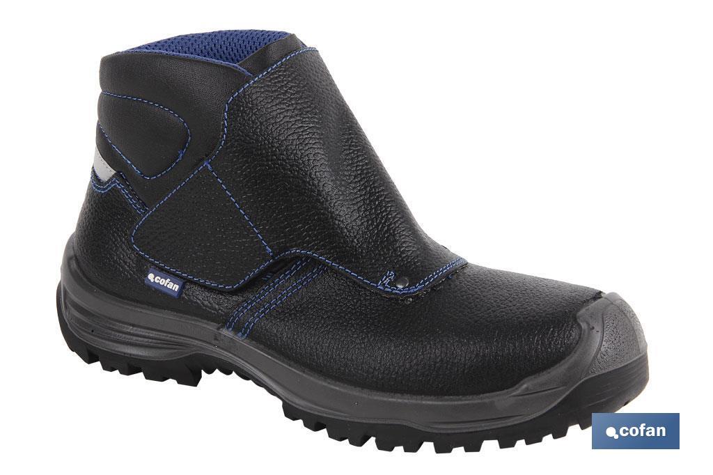 Leather Safety Boot | Black | Hook and Loop Fastener | Security S3 | Urian Model | Light Carbon Toe Cap - Cofan