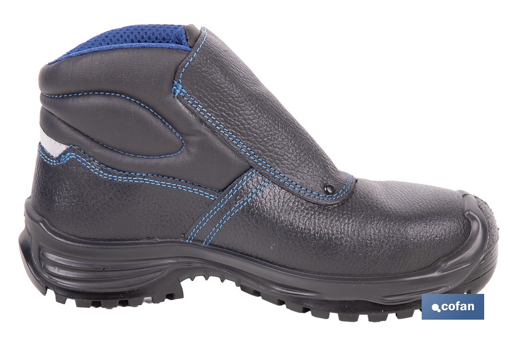 Leather Safety Boot | Black | Hook and Loop Fastener | Security S3 | Urian Model | Light Carbon Toe Cap - Cofan