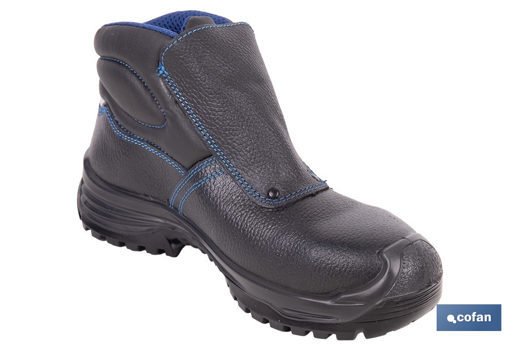 Leather Safety Boot | Black | Hook and Loop Fastener | Security S3 | Urian Model | Light Carbon Toe Cap - Cofan