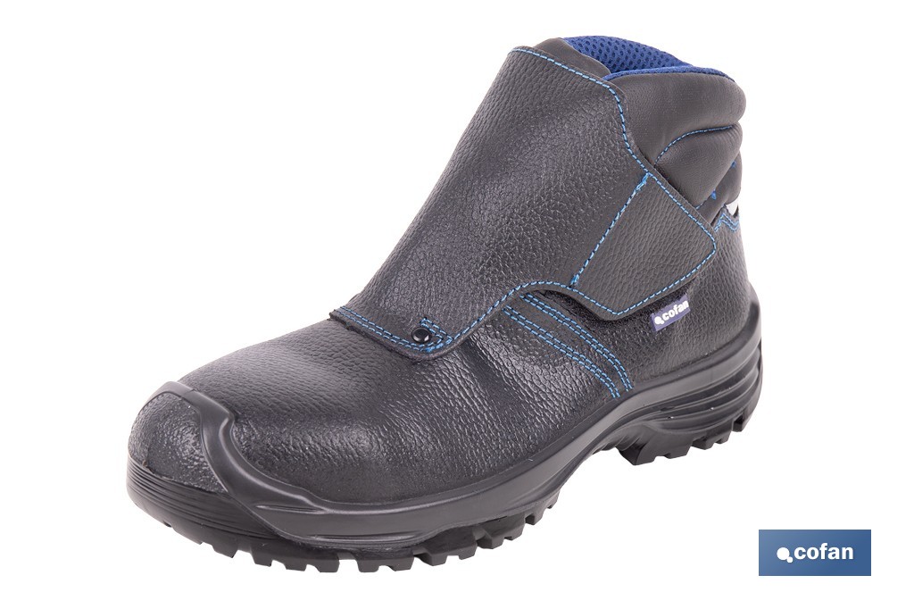 Leather Safety Boot | Black | Hook and Loop Fastener | Security S3 | Urian Model | Light Carbon Toe Cap - Cofan