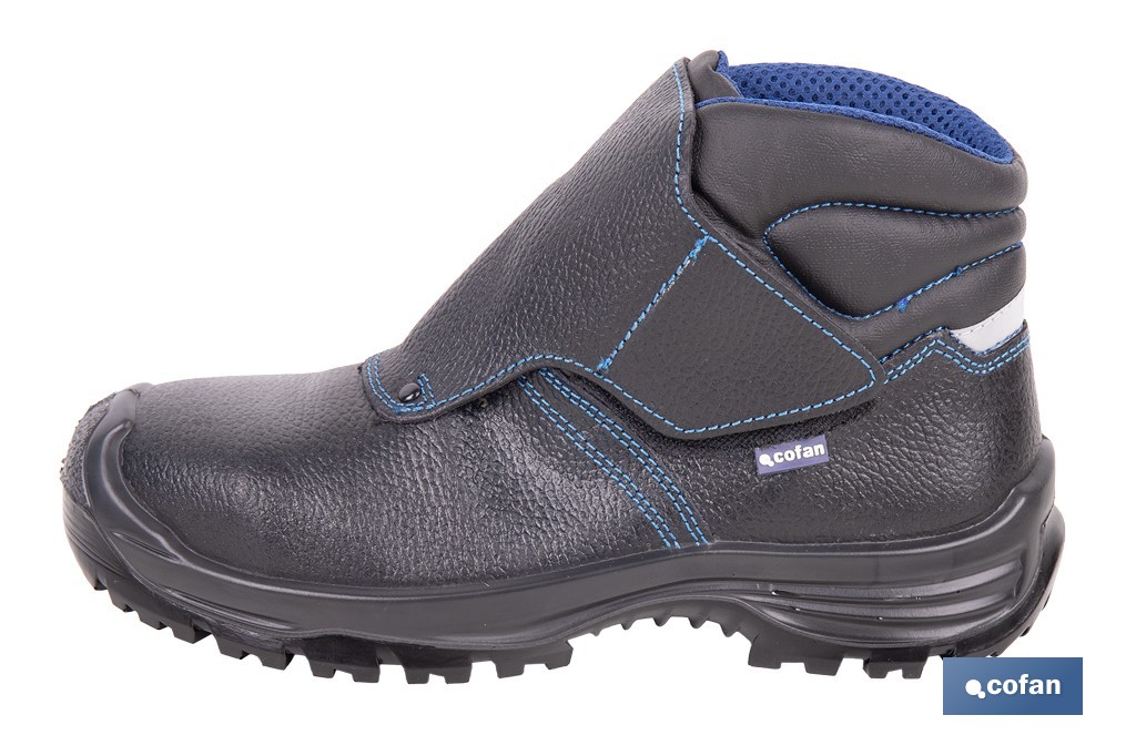 Leather Safety Boot | Black | Hook and Loop Fastener | Security S3 | Urian Model | Light Carbon Toe Cap - Cofan