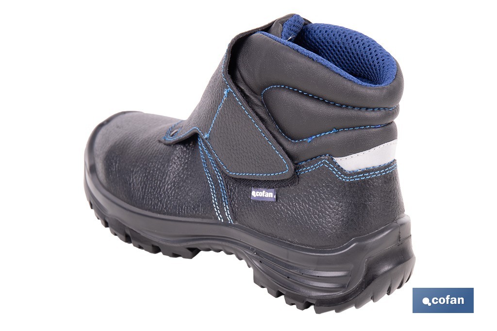 Leather Safety Boot | Black | Hook and Loop Fastener | Security S3 | Urian Model | Light Carbon Toe Cap - Cofan