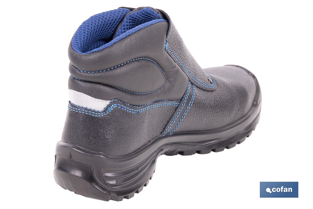 Leather Safety Boot | Black | Hook and Loop Fastener | Security S3 | Urian Model | Light Carbon Toe Cap - Cofan