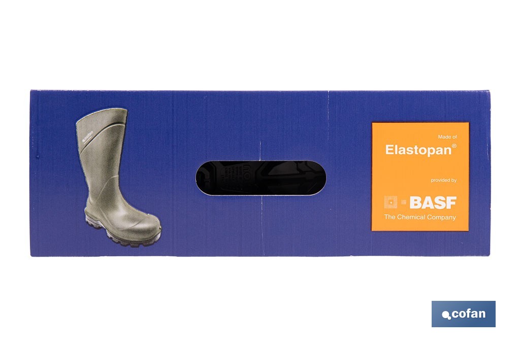 Botas de agua de PU y Elastopan, color verde | Resistentes al frío y a productos químicos | Suela antideslizante OB SR | Disponibles desde la talla 36 hasta la 49 - Cofan