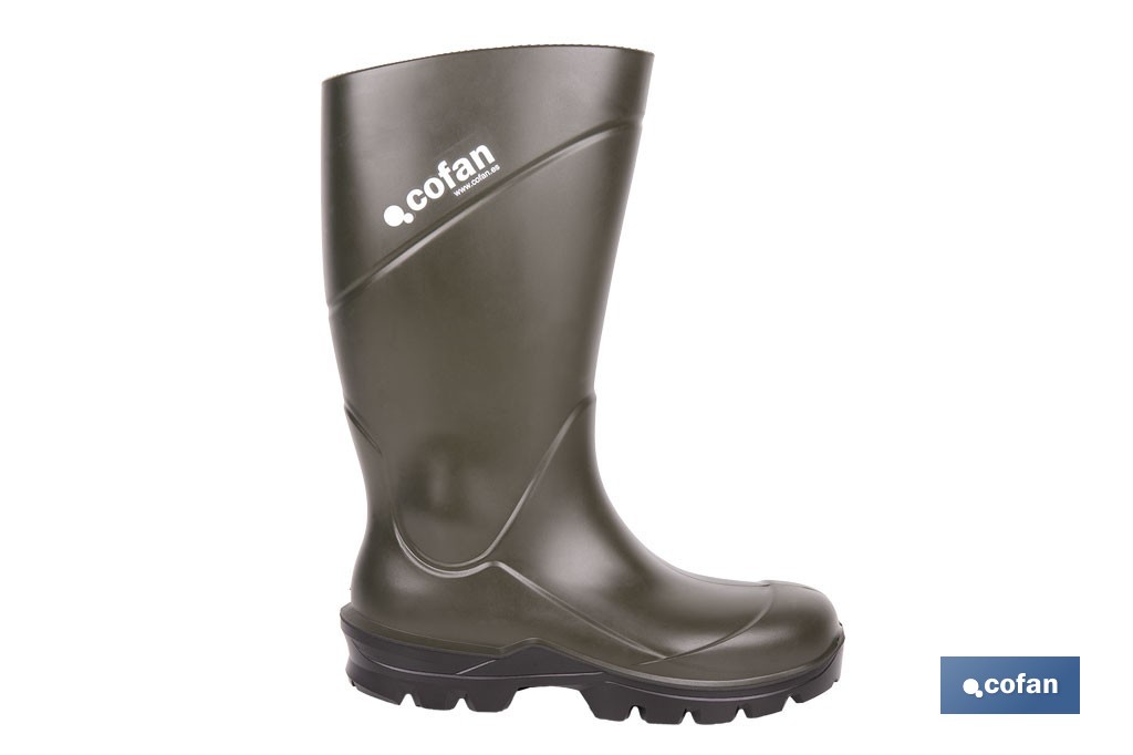 Botas de agua de PU y Elastopan, color verde | Resistentes al frío y a productos químicos | Suela antideslizante OB SR | Disponibles desde la talla 36 hasta la 49 - Cofan