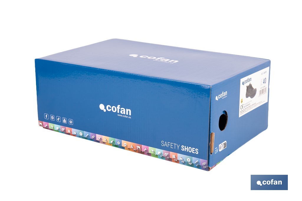Zapato de seguridad deportivo Gante S3L FO SR ESD | Puntera de composite y plantilla antiperforación | Suela antideslizante | Disponible desde la talla 37 hasta la 47 - Cofan
