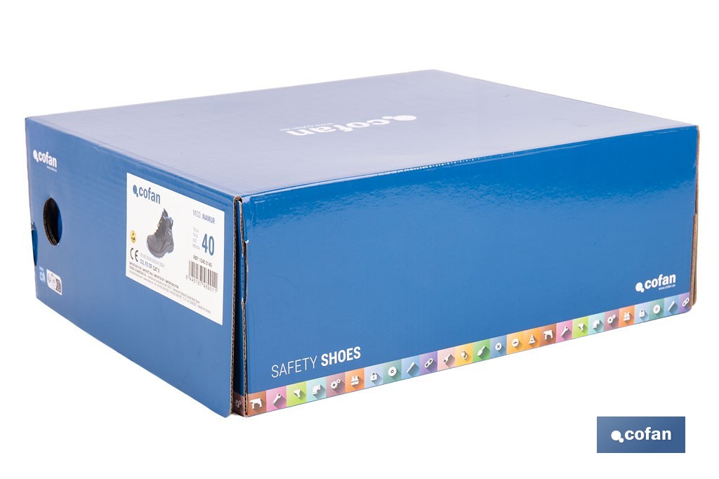 Bota de seguridad deportiva Namur S3L FO SR ESD | Puntera de composite y plantilla antiperforación | Suela antideslizante | Disponible desde la talla 37 hasta la 47 - Cofan