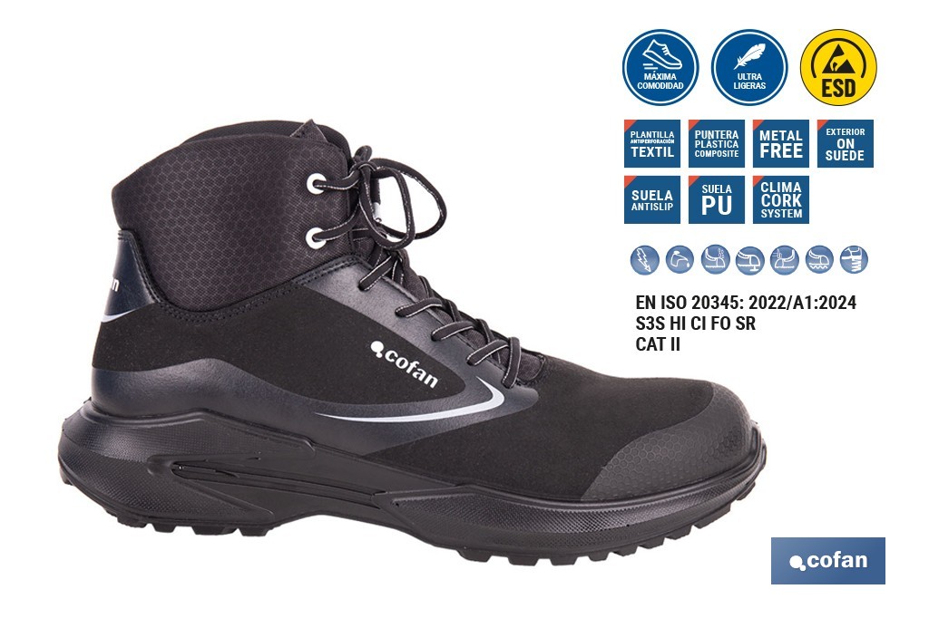 S-3 safety boots, Wings Pro Model | With textile anti-puncture insole Kevlar | Sizes available from 37 to 48 (EU) - Cofan