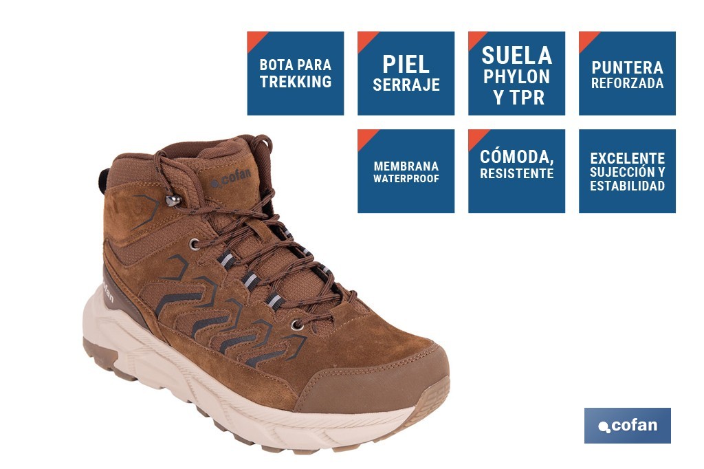 Bota de trekking impermeable modelo Sardinero | Piel de serraje con suela de Phylon y TPR | Disponible desde la talla 39 hasta la 46 - Cofan
