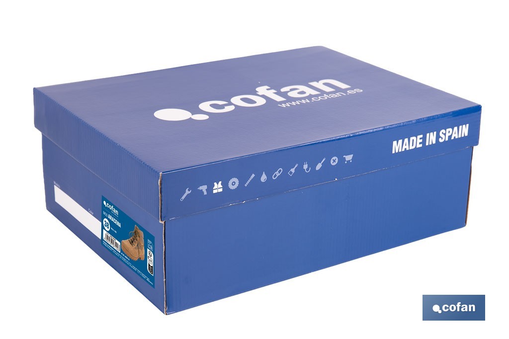 Bota de trekking Aracena con suela antideslizante de caucho | Serraje natural y cierre por cordones | Adecuada para senderismo y media montaña | Disponible desde la talla 38 hasta la 46 - Cofan