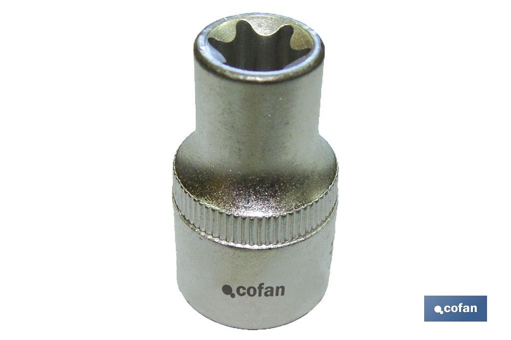 1/2" Female torx socket | Chrome-vanadium steel | Size: E-24 - Cofan