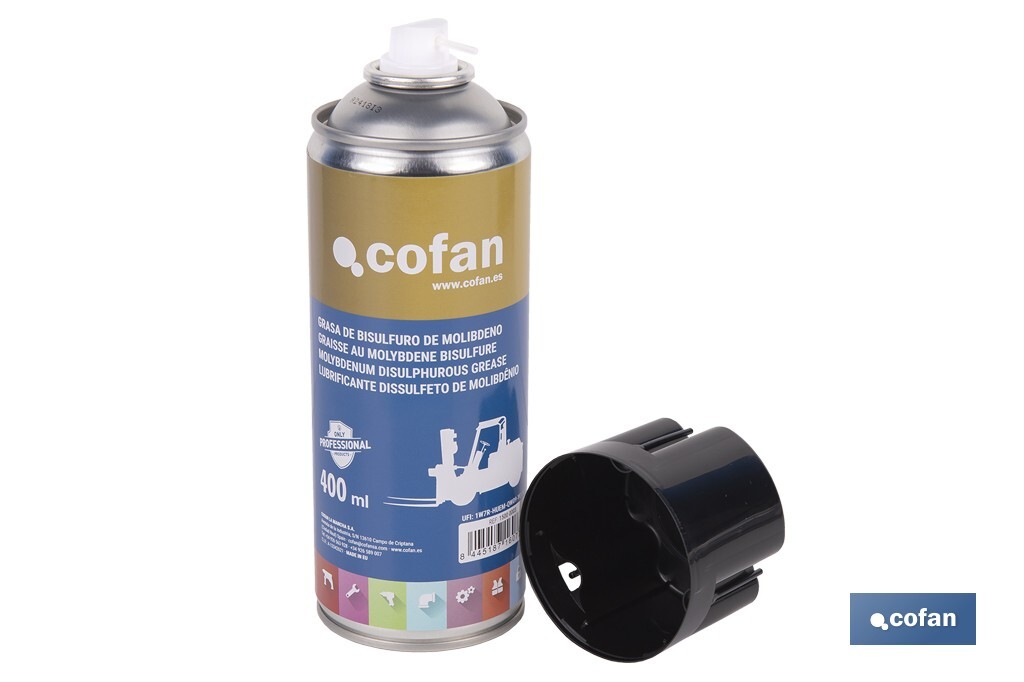 Molybdenum disulphide 400ml | Multipurpose lubricant of extreme pressure | Aerosol resistant to rust, humidity and corrosion - Cofan