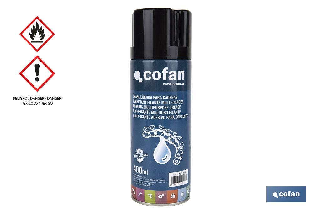 Adhesive chain grease 400ml | Lubricant liquid | With additives that give it anti-corrosion and wear-resistant properties - Cofan