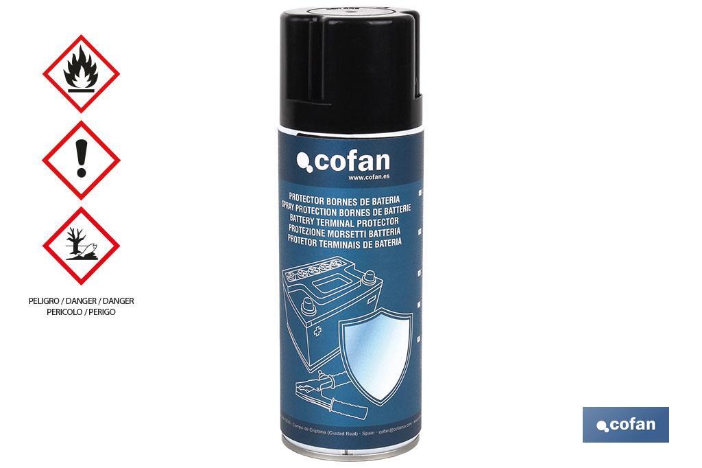 Spray protector de bornes para baterías 400 ml | Combinado con aditivos y espesantes - Cofan