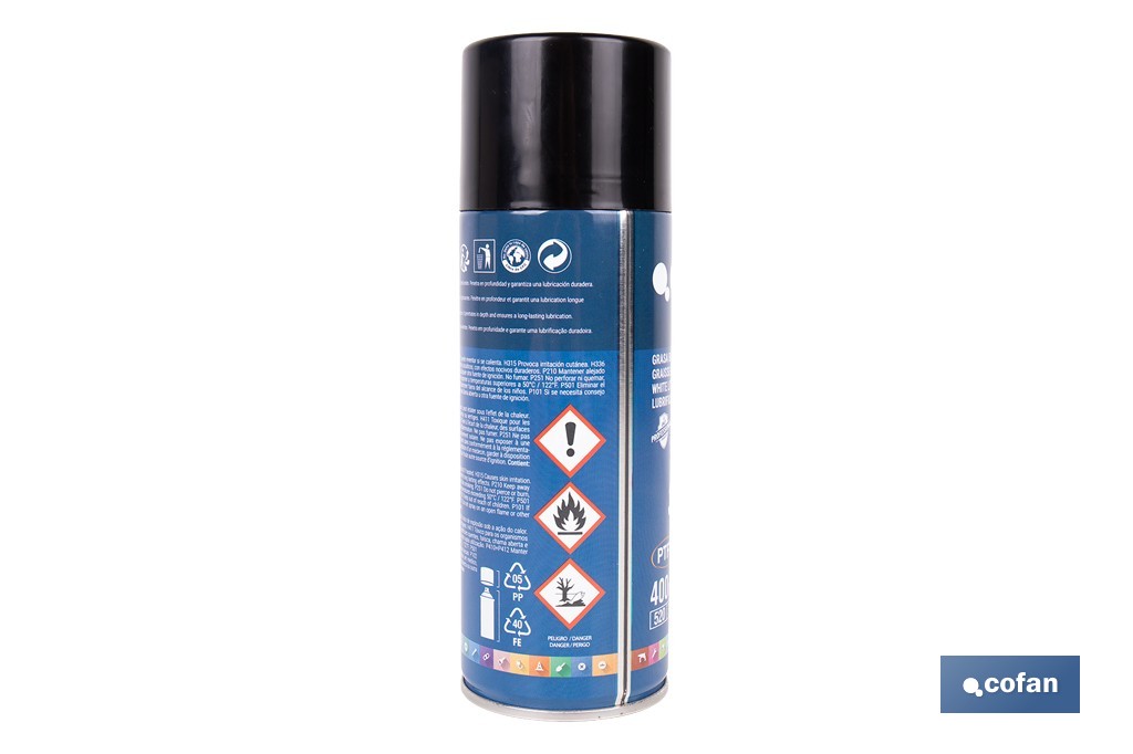 Grasa blanca de litio + PTFE 400 ml | En spray con aditivo de PTFE | Spray de lubricante líquido - Cofan