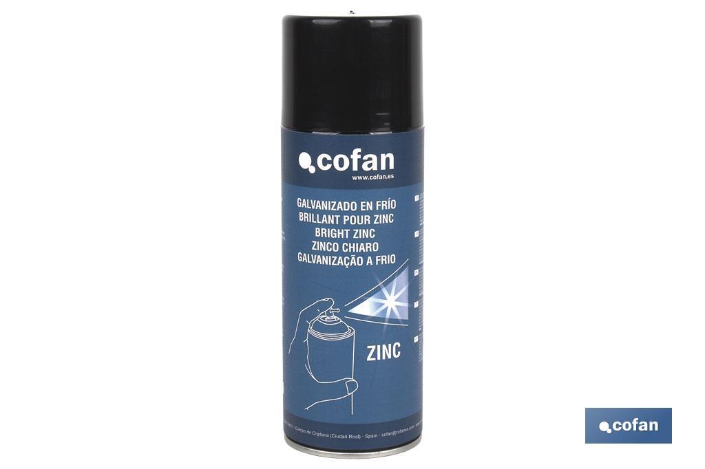 Galvanisation à froid | Emballage de 400 ml | Émail spray zinc | Couleur argent | Il protège le métal - Cofan