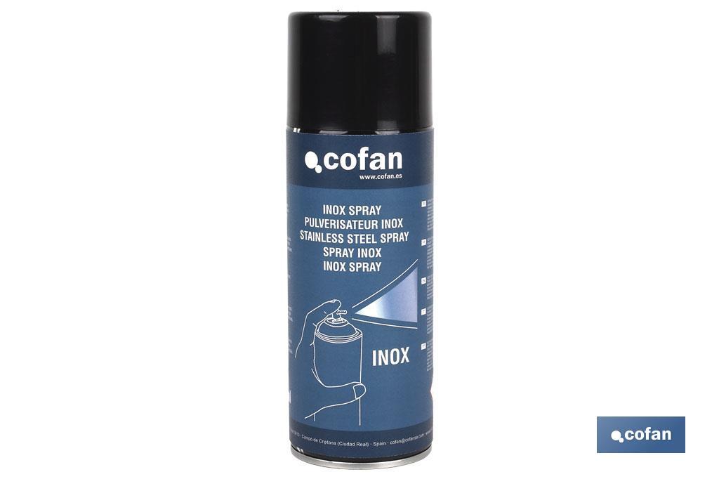 Pintura Inoxidable en Spray | Envase 400 ml | Resistente al agua | Protege de la corrosión y los agentes atmosféricos - Cofan