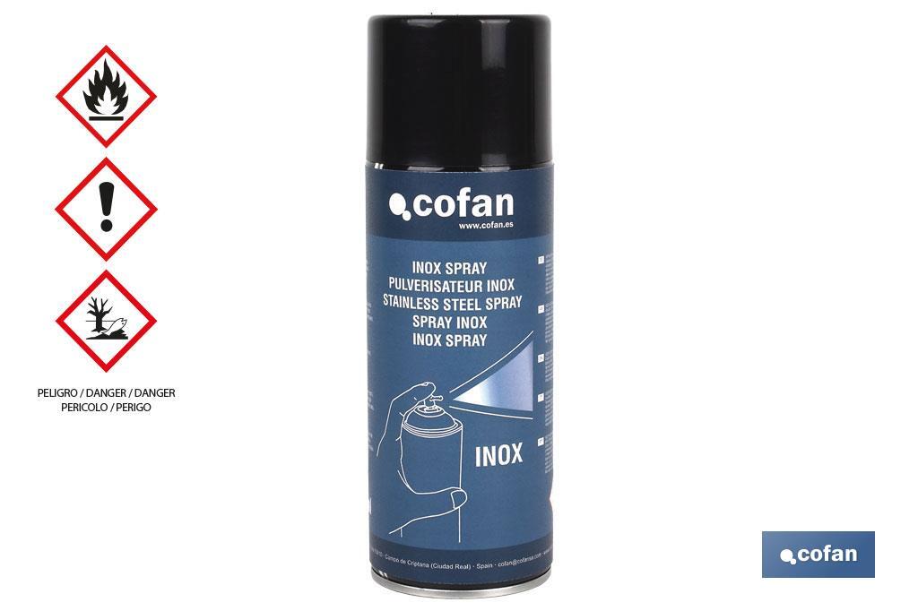 Tinta Inóxidavel em Spray | Embalagem 400 ml | Resistente á água | Protege da corrosão e dos agentes atmosféricos - Cofan