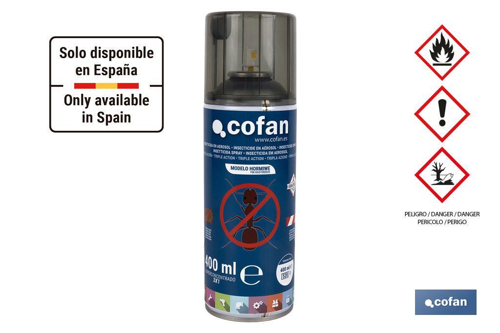 Inseticida para Formigas Tripla Acção| Formato Spray | Embalagem de 400 ml - Cofan