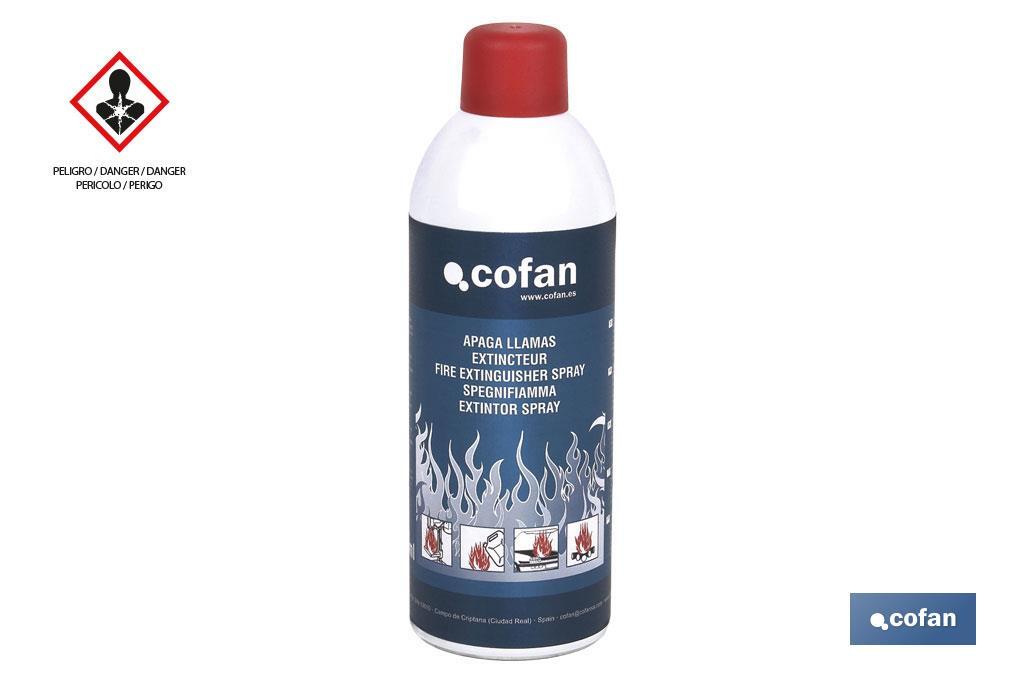 Apagallamas en spray 300 ml | Mini extintor casero | Aerosol contra incendios doméstico - Cofan