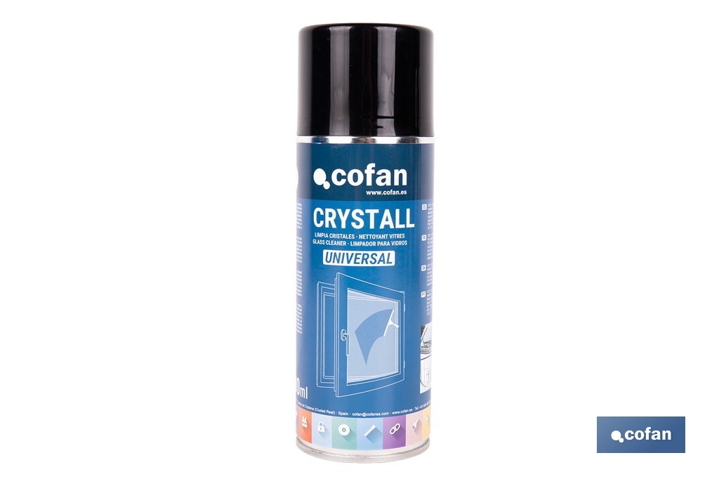 Limpiacristales en aerosol universal | Envase de 400 ml con efecto desengrasante | Fórmula antimarcas - Cofan