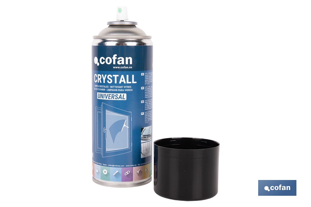 Limpiacristales en aerosol universal | Envase de 400 ml con efecto desengrasante | Fórmula antimarcas - Cofan
