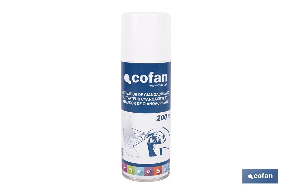 Cyanoacrylate activator spray 210ml | Ideal for porous surfaces | Bounds easily and firmly fragile parts - Cofan