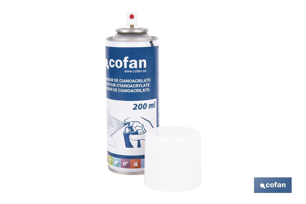 Cyanoacrylate activator spray 210ml | Ideal for porous surfaces | Bounds easily and firmly fragile parts - Cofan