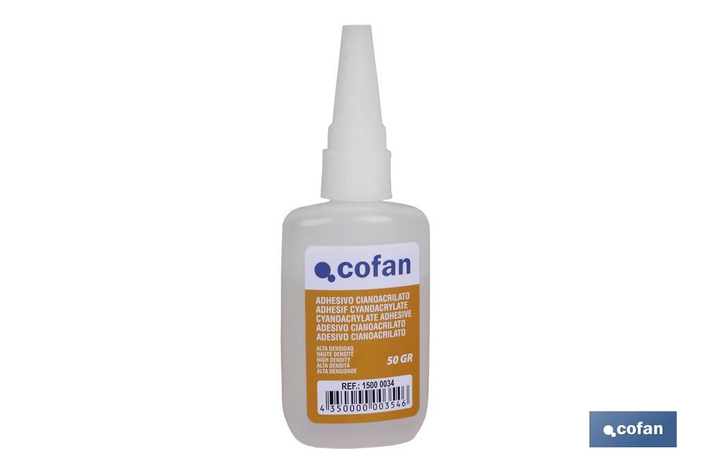 Adhesivo cianoacrilato 50 g | Pegamento instantáneo de cianoacrilato transparente | Multiusos - Cofan