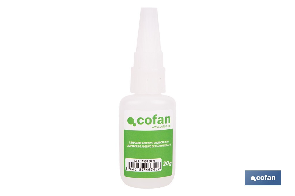 Limpiador de adhesivo cianoacrilato de 20 g | Disolvente para pegamentos - Cofan