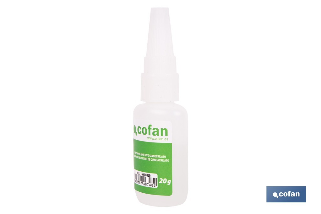 Limpiador de adhesivo cianoacrilato de 20 g | Disolvente para pegamentos - Cofan