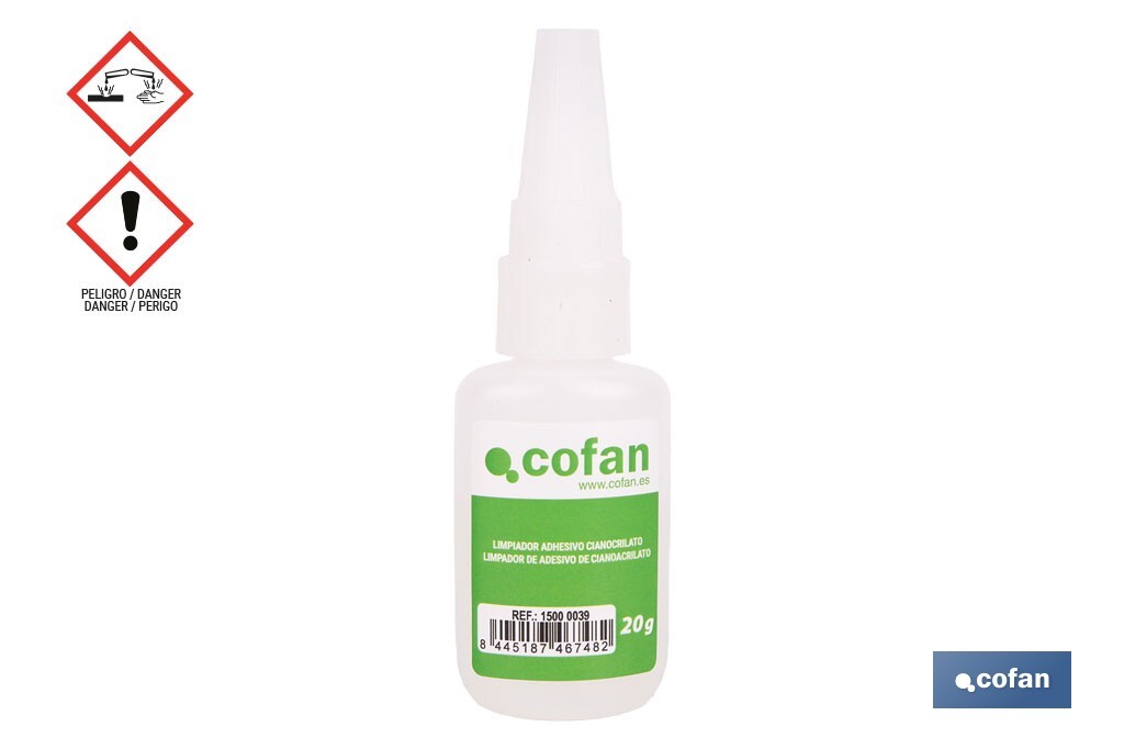 Limpiador de adhesivo cianoacrilato de 20 g | Disolvente para pegamentos - Cofan