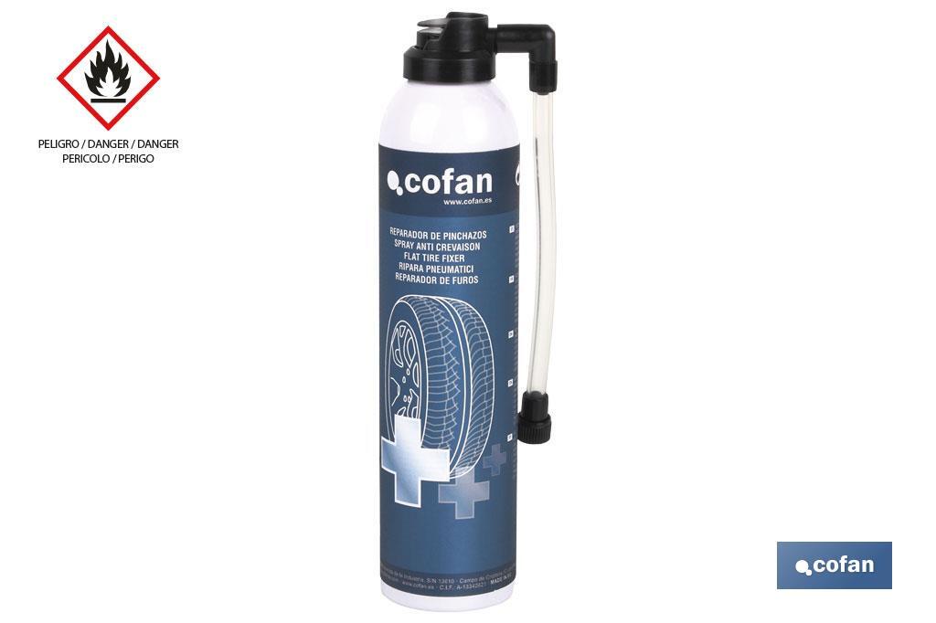 Réparateur de crevaisons en spray 300 ml | Scellant réparateur de pneumatiques - Cofan