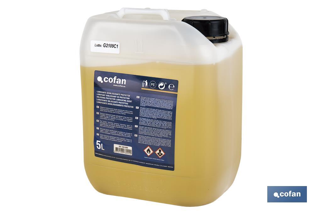 Lubricante Desbloqueante | Protector | Capacidad 5 L | Propiedades lubricantes y protectoras - Cofan