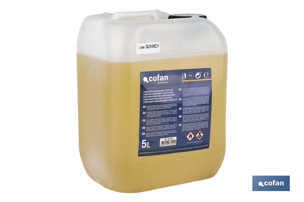 Lubricante Desbloqueante | Protector | Capacidad 5 L | Propiedades lubricantes y protectoras - Cofan