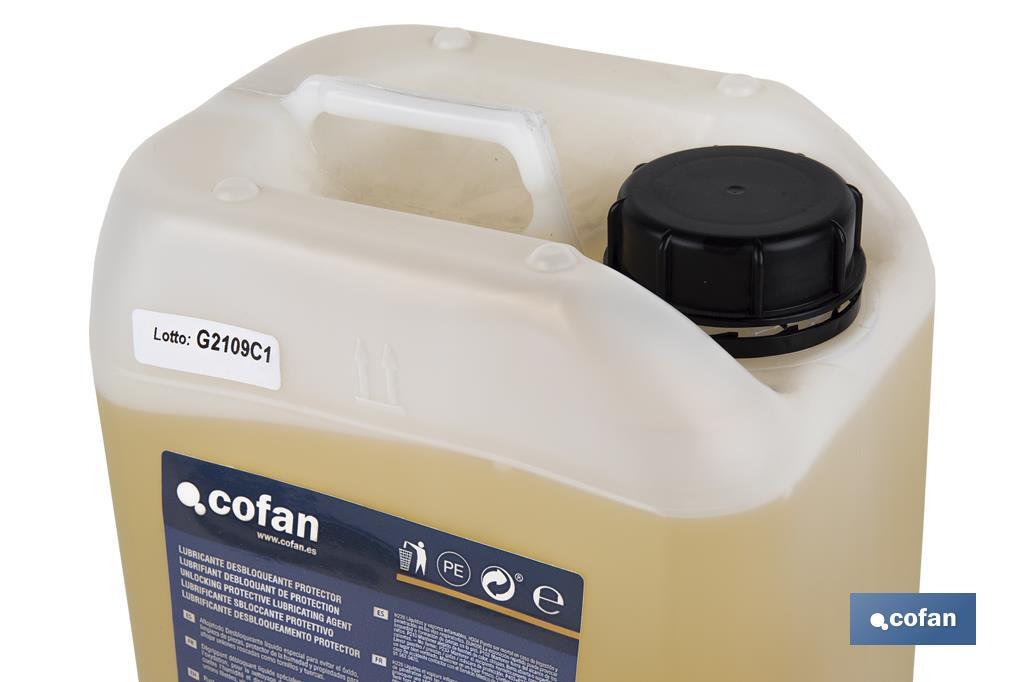 Lubricante Desbloqueante | Protector | Capacidad 5 L | Propiedades lubricantes y protectoras - Cofan