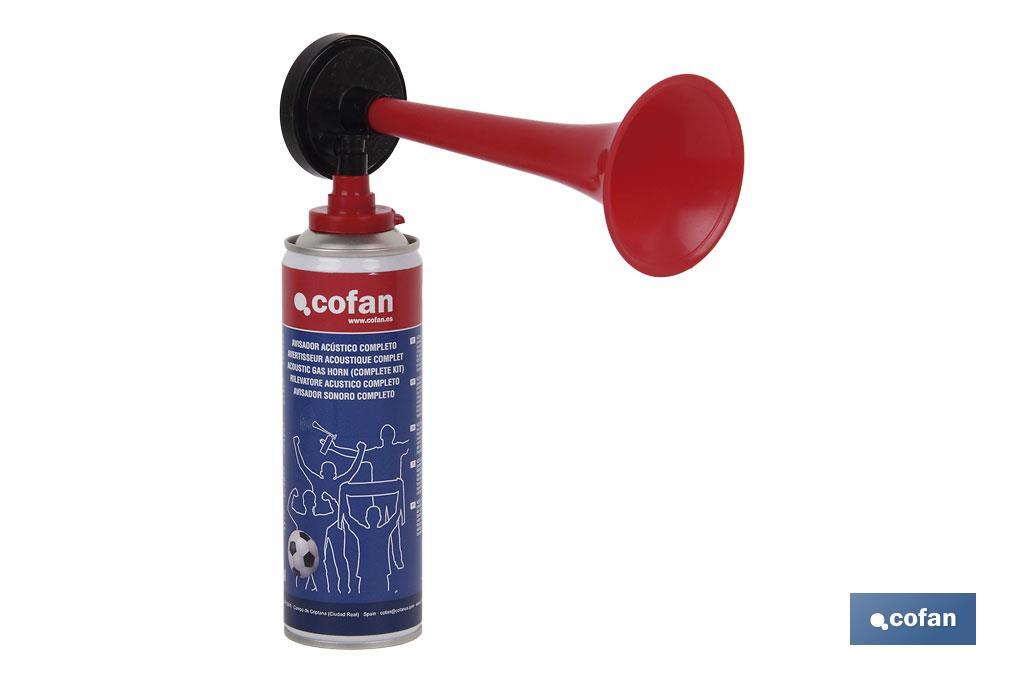 Buzina de advertência acústica de ar comprimido | Conteúdo de 300 ml | Ideal para eventos desportivos ou sinalização acústica - Cofan