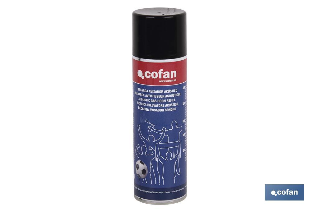 Recarga para bocina de avisador acústico de 300 ml | Ideal para eventos deportivos o señalización acústica - Cofan