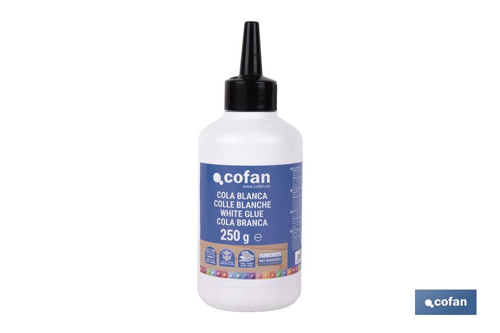 Cola blanca de 250 g y 500 g | Adhesivo rápido y fuerte para madera, papel y cartón - Cofan