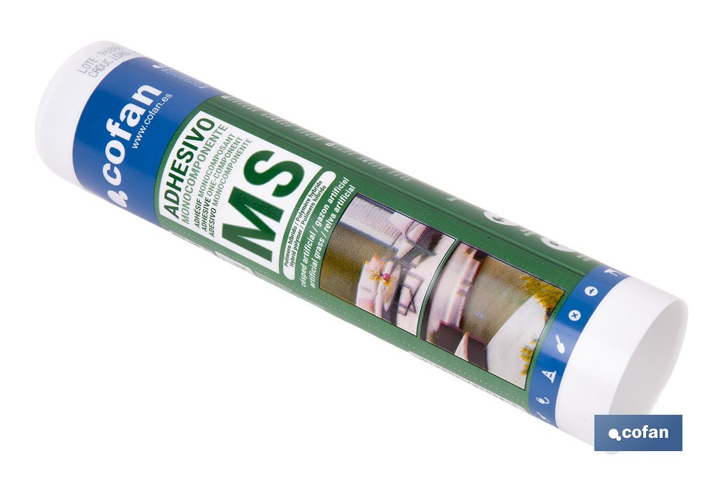 Adhesivo MS monocomponente verde para césped artificial de 290 ml – Alta adherencia y resistencia exterior - Cofan