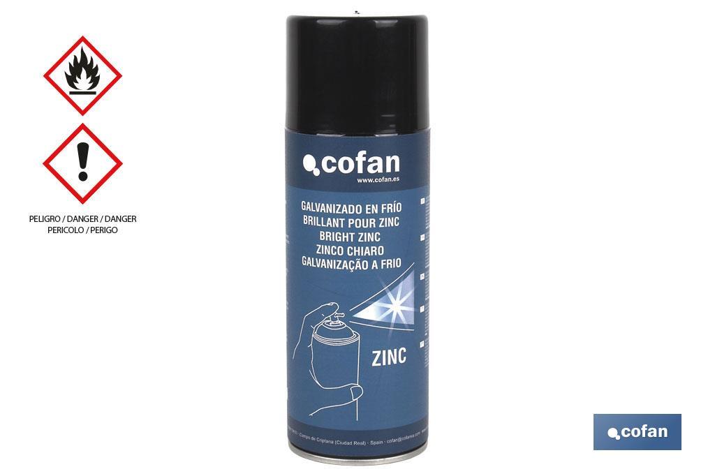 Galvanizado en frío | Envase 400 ml | Esmalte Spray Zinc | Color Plata | Protege el Metal - Cofan