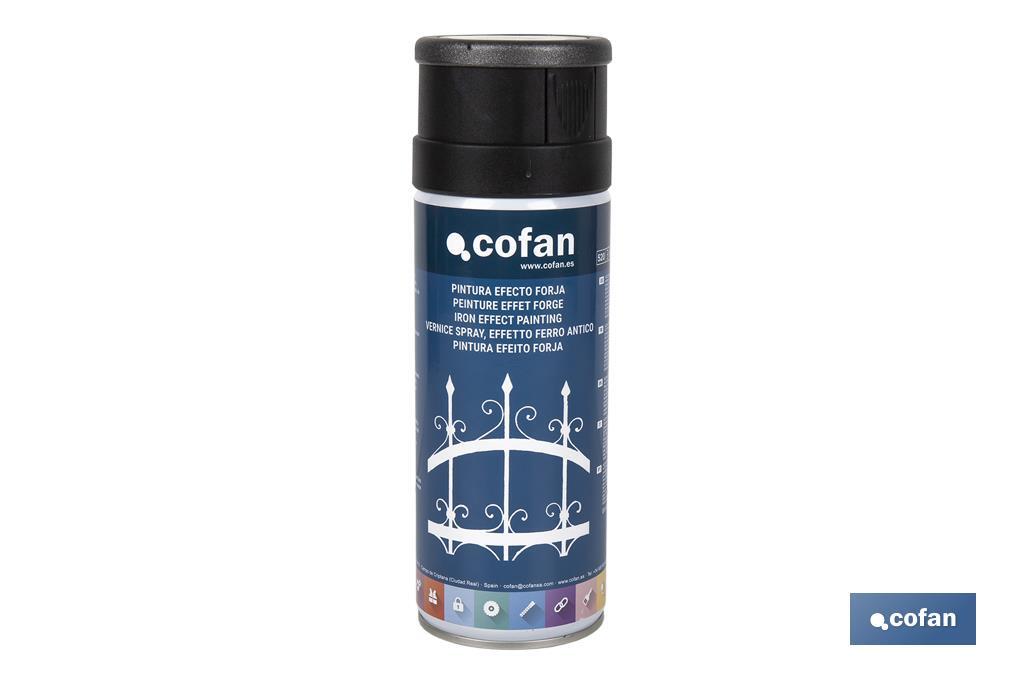 Peinture en spray | Effet fer forgé | Couleur noire ou grise | Emballage de 400 ml - Cofan