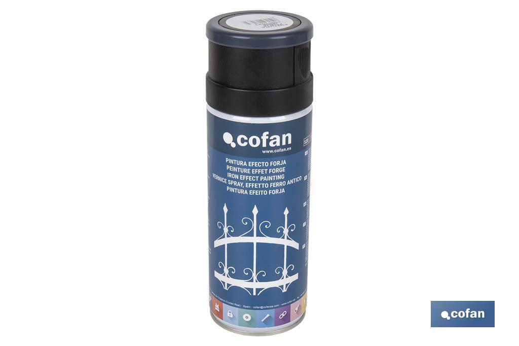 Peinture en spray | Effet fer forgé | Couleur noire ou grise | Emballage de 400 ml - Cofan