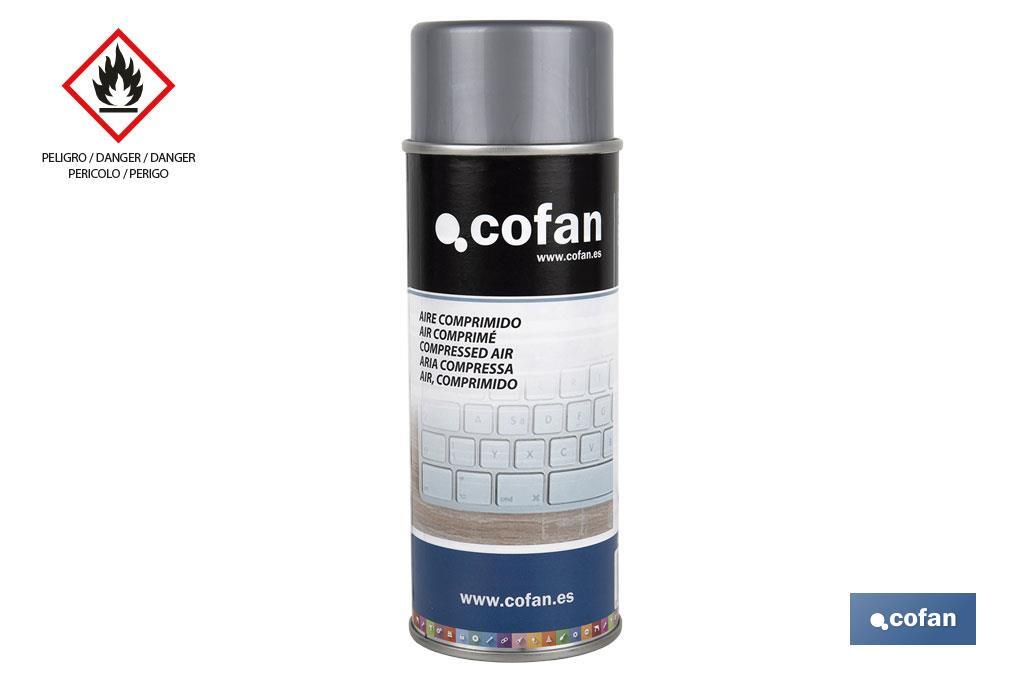 Air comprimé en spray 400 ml | Nettoyage à sec | Si le récipient est renversé, l’air qu’il expulse sort congelé - Cofan