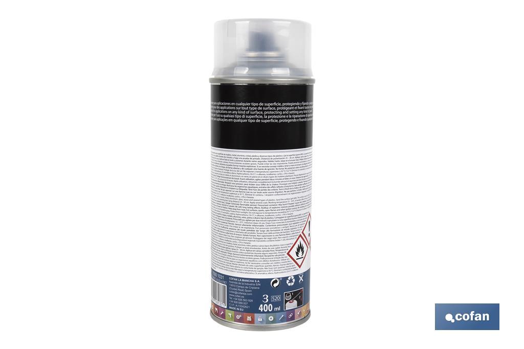 Barniz en Spray | Brillo o Mate | Envase 400 ml | Transparente - Cofan