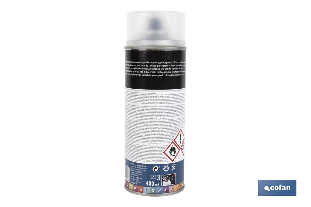 Barniz en Spray | Brillo o Mate | Envase 400 ml | Transparente - Cofan