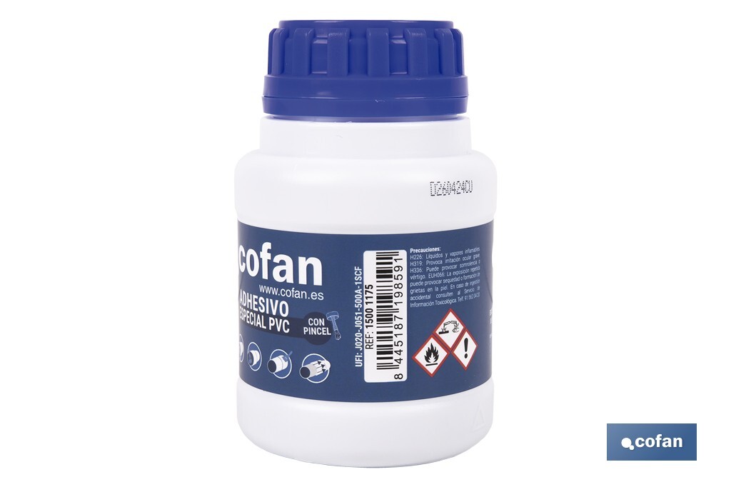 Adhesivo para PVC de 250 ml | Gel para uniones | De secado muy rápido | Ideal para tuberías - Cofan